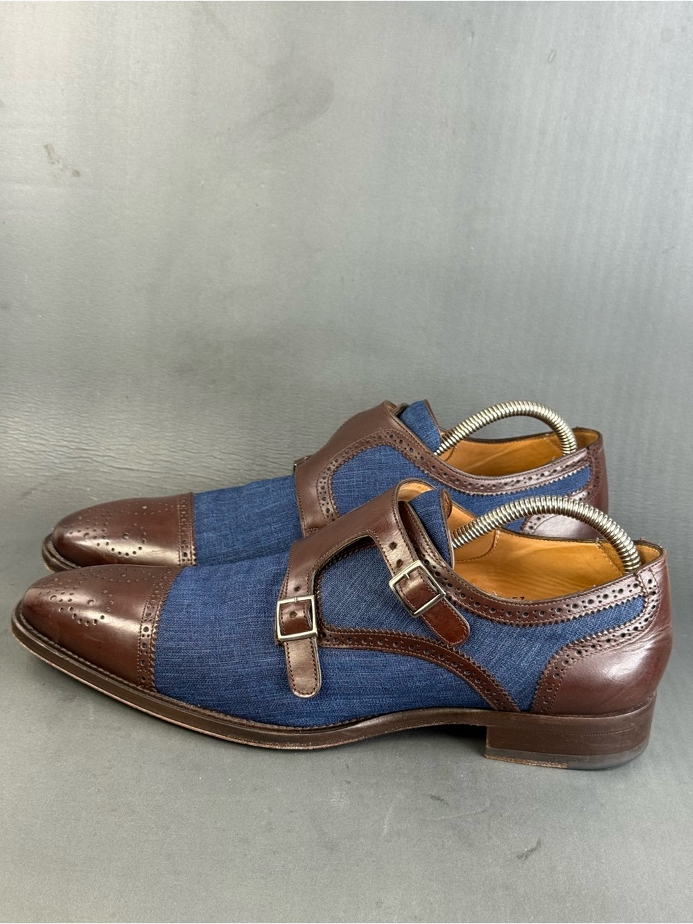Mezlan Cupido Double Monk Strap two-tone Oxford shoes men’s size 9.5